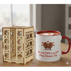 Premium Valentine’s Mug Gift Set | Custom Mug with Laser-Cut Wooden Box
