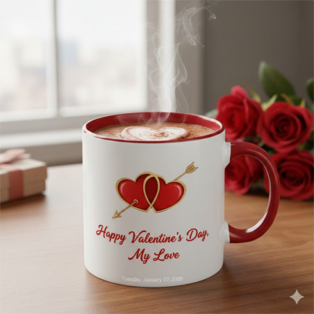 Premium Valentine’s Mug Gift Set | Custom Mug with Laser-Cut Wooden Box