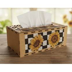 DIY Sunflower Diamond Art Tissue Box Kit - Laser Cut Wood