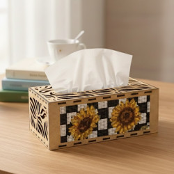 DIY Sunflower Diamond Art Tissue Box Kit - Laser Cut Wood