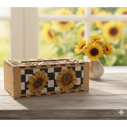 DIY Sunflower Diamond Art Tissue Box Kit - Laser Cut Wood
