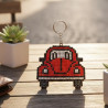 Red VW Beatle Wooden Diamond Dot Keyring