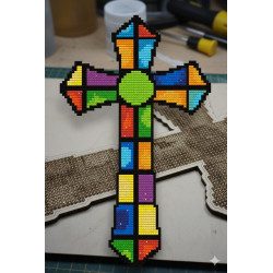 Prism Radiant Diamond Art Laser Cut Wooden cross to Diamond dot