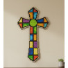 Diamond Painted Wooden Cross | 30x18cm Laser Cut Wall Art