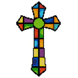 Diamond Painted Wooden Cross | 30x18cm Laser Cut Wall Art
