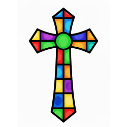 Diamond Painted Wooden Cross | 30x18cm Laser Cut Wall Art