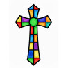 Diamond Painted Wooden Cross | 30x18cm Laser Cut Wall Art