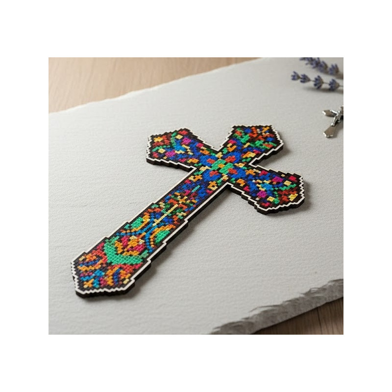 Mosaic Wooden Laser cut Cross for Diamond dot Painting