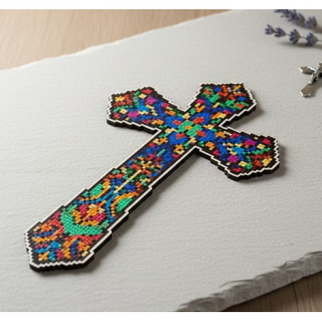 Mosaic Wooden Laser cut Cross for Diamond dot Painting