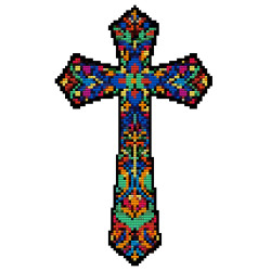Diamond Painted Wooden Cross | 30x18cm Laser Cut Wall Art