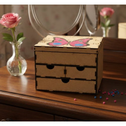 Personalized Butterfly Diamond Art Jewellery Box | Custom Wooden Chest
