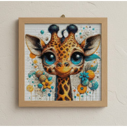 A vibrant, textured diamond painting featuring a stylized baby giraffe 35x35cm diamond art painting