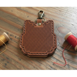 DIY Leather Cross Stitch Keyring Kit – Cat Design | Handmade Veg Tan Leather Craft Kit