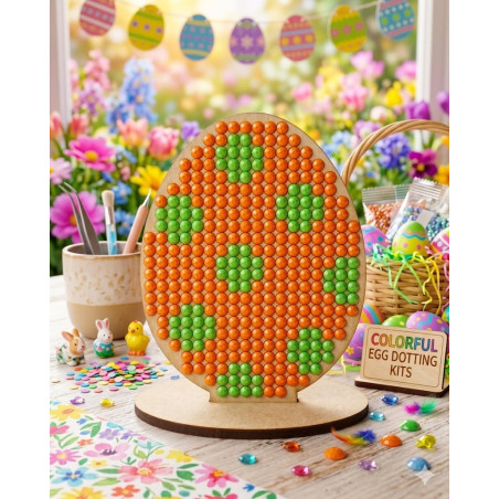 Mini Diamond Art Easter Kit - Geometric Orange and Green Diamond Art Easter Egg