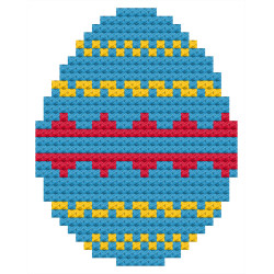 An oval-shaped, laser-cut wooden Easter egg with a grid of small, uniform holes for cross-stitching.