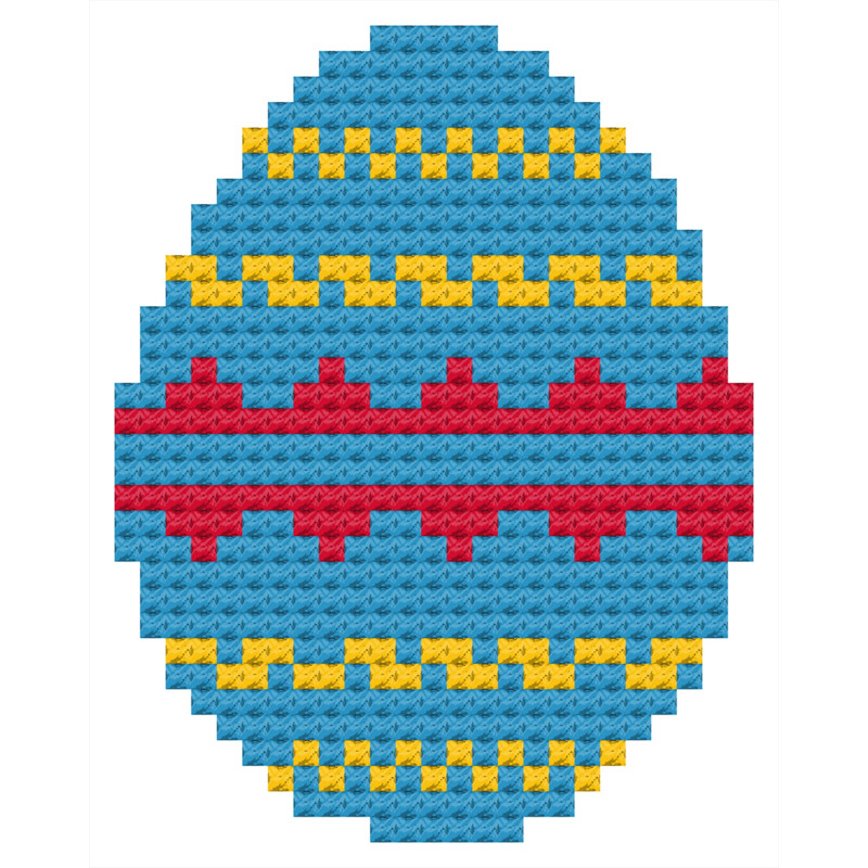 An oval-shaped, laser-cut wooden Easter egg with a grid of small, uniform holes for cross-stitching.