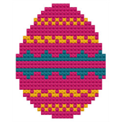 An oval-shaped, laser-cut wooden Easter egg with a grid of small, uniform holes for cross-stitching.