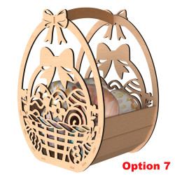 Laser-cut wooden Easter basket with  eggs silhouette