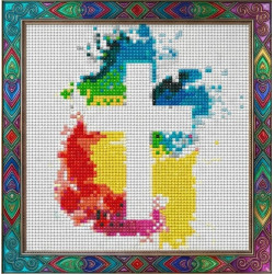 Cute colourful cross 20x20cm diamond art painting for kids and beginners to diamond dot.
