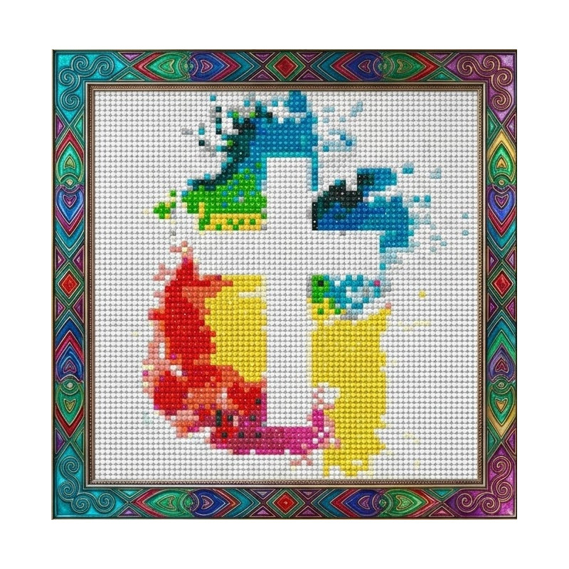 Cute colourful cross 20x20cm diamond art painting for kids and beginners to diamond dot.
