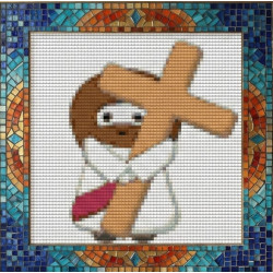 Cute Jesus with cross 20x20cm diamond art painting for kids and beginners to diamond dot.