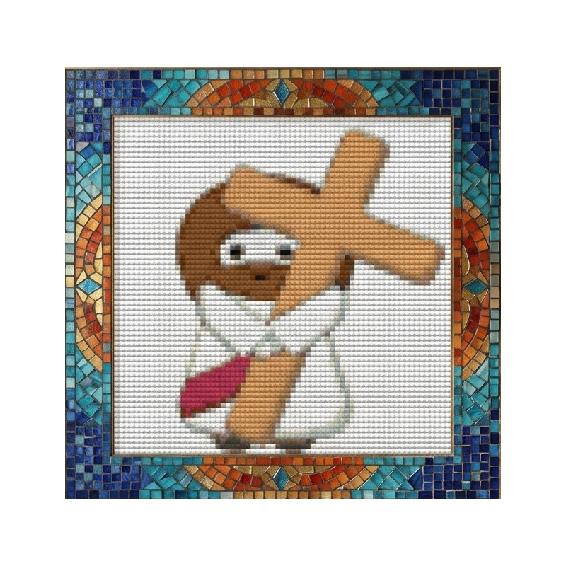Cute Jesus with cross 20x20cm diamond art painting for kids and beginners to diamond dot.