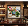 Large 67x75cm diamond painting of South African national symbols including the flag, Springbok, and King Protea.