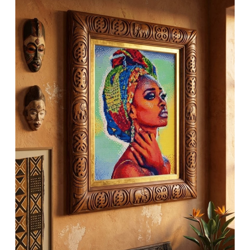 African lady diamond dot painting of 30x40cm