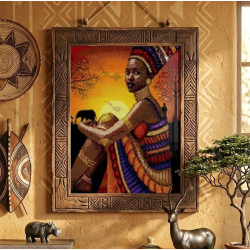 African lady diamond dot painting of 30x40cm