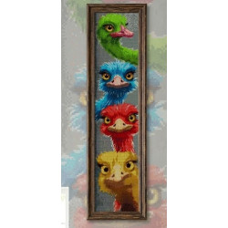 4 Ostriches on a diamond art paintings to be dotted 80x18cm