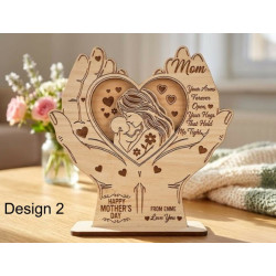 Personalized Motherhood Wooden Plaque – Custom Engraved Name & Date Mother's Day Gift