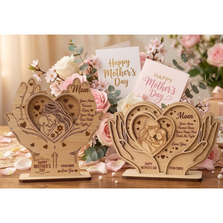 Personalized Motherhood Wooden Plaque – Custom Engraved Name & Date Mother's Day Gift