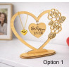 Personalized Wooden Heart Jewellery Stand - Best Mum Ever Gift
