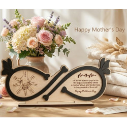 Personalized Infinity Sign for Mom - Custom Hand Engraved Wood Gift