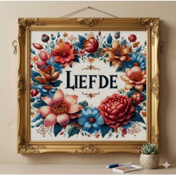 Full drill diamond art painting of Liefde with flowers for Mothers Day gift