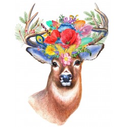 Stag with flowers