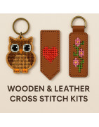 Wooden & Leather Cross Stitch Kits | Keyrings & Bookmarks
