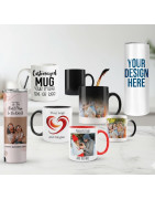 Custom white, 2 tone and colour changing mugs